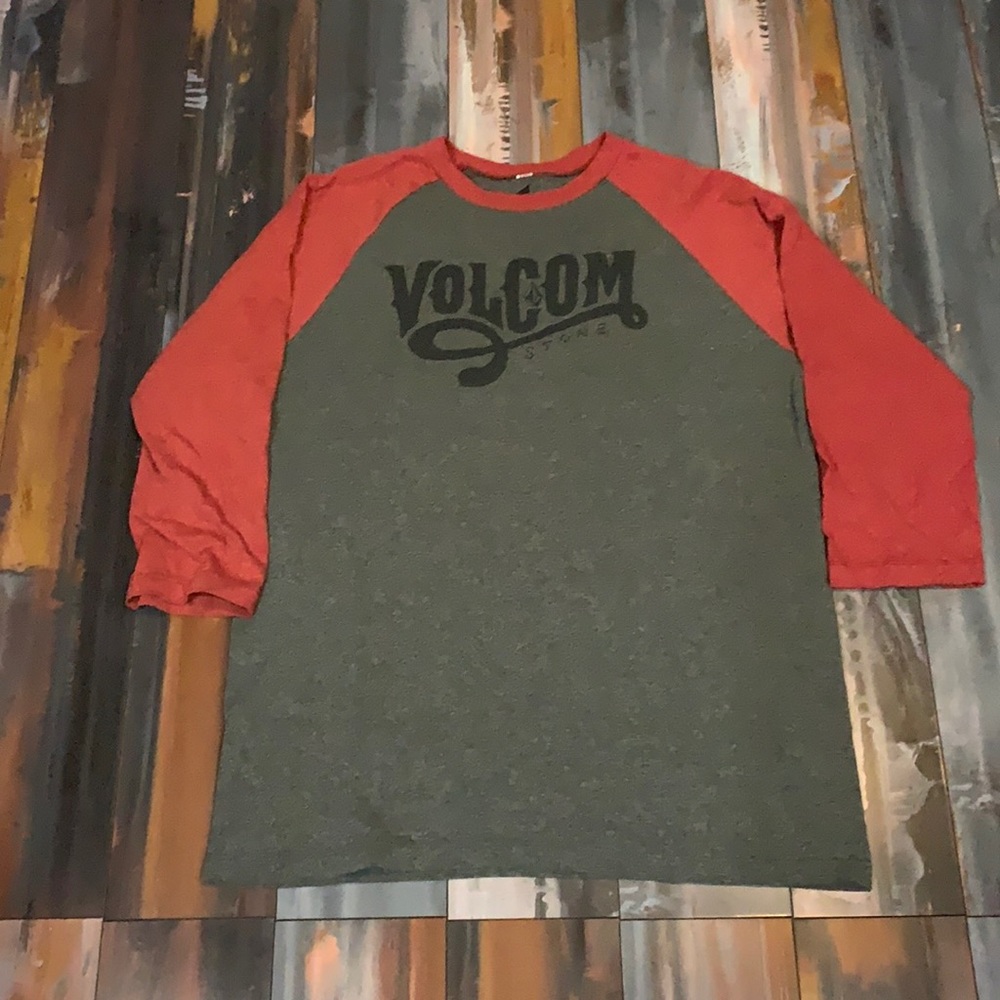 Volcom Grey/Red Baseball Tee
